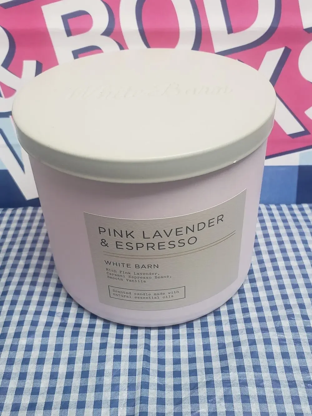 BBW Pink Lavender & Espresso Large 3 Wick Candle Home Fragrance